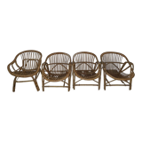 4 rattan armchairs 60s