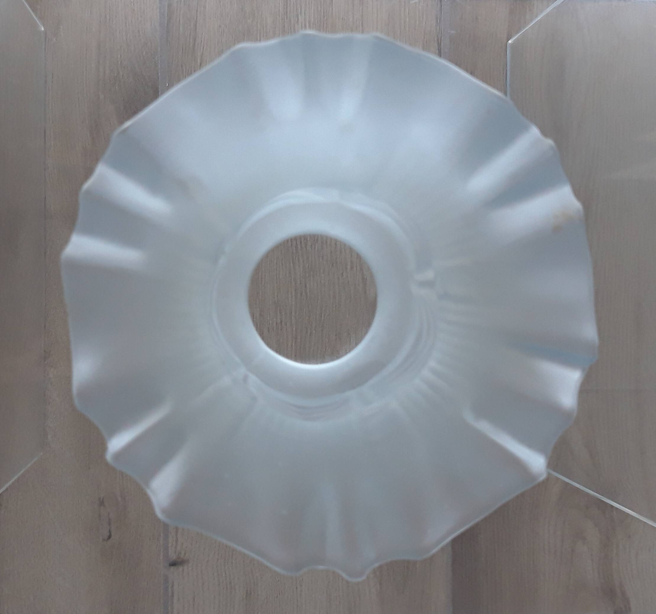 Pair of Art Nouveau 1900 frosted glass ceiling lights and their base