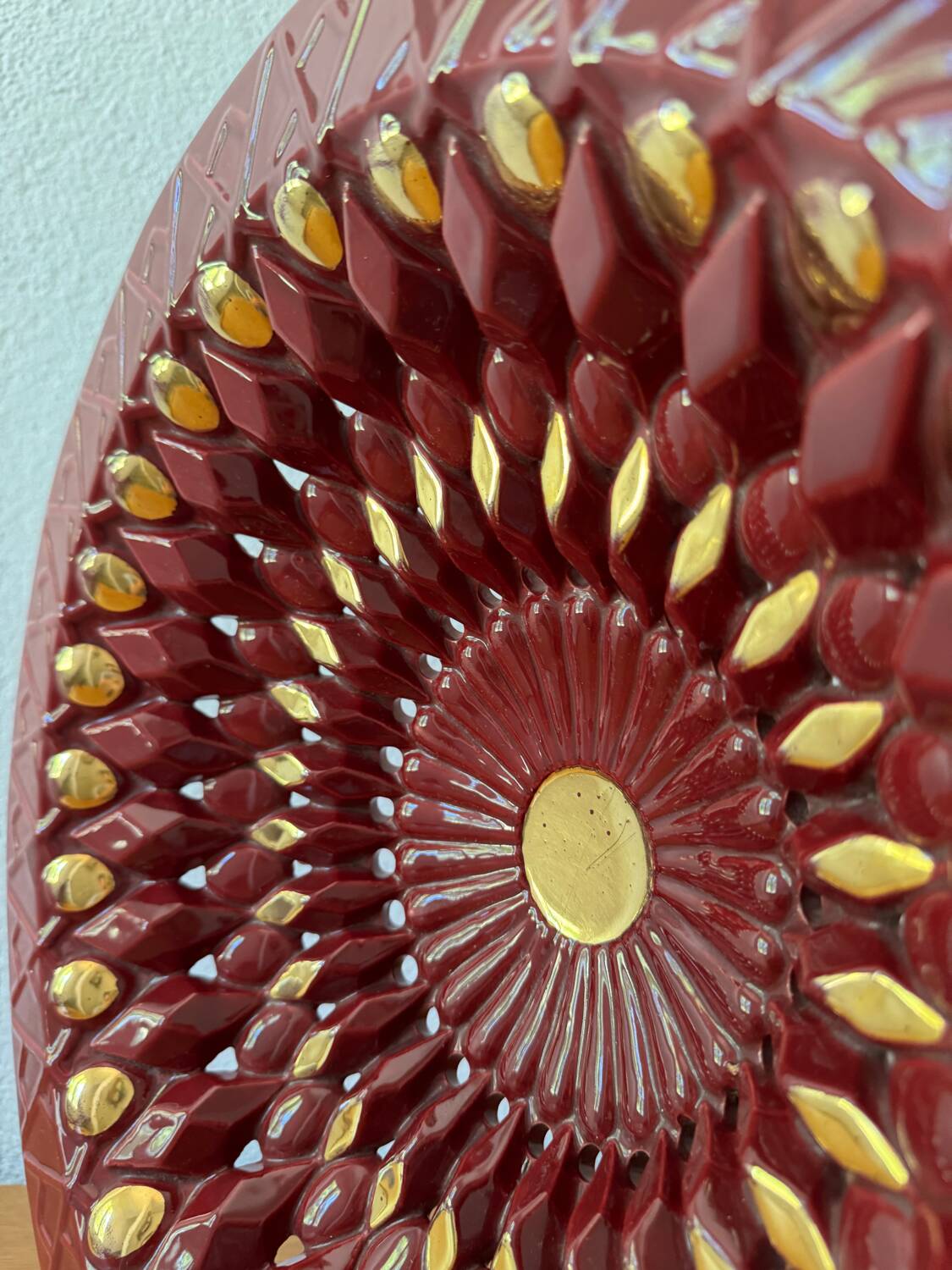 Large openwork ceramic dish from Vallauris, 1960s