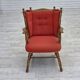 1960s, Scandinavian armchair. Red furniture wool, beech wood.