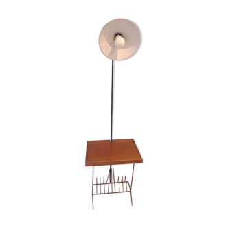 Lampadaire vintage liseuse et tablette porte revue