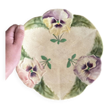 Footed dish in slip, pansy compote dish, Choisy le Roi
