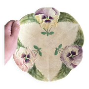 Footed dish in slip, pansy compote dish, Choisy le Roi