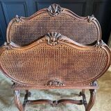 Magazine Rack Called “Goat” From the End of the 19th Century in Wood and Canework in the Louis XV Style
