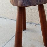 Vintage brutalist wooden stool