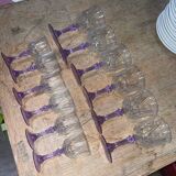Set of 12 Arques Durand crystal glasses and lilac base