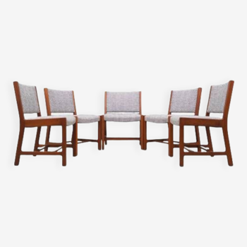 Set of five teak chairs, Danish design, 1970s, production: Denmark