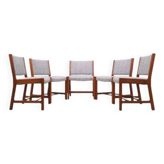 Set of five teak chairs, Danish design, 1970s, production: Denmark