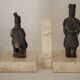 Pair of vintage travertine bookends