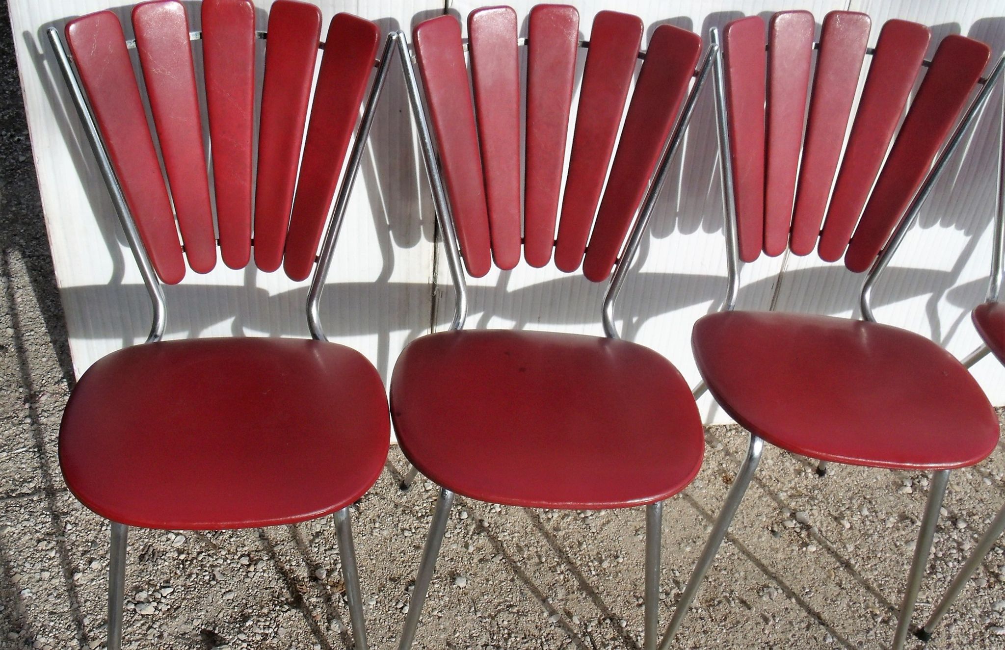 Set of 5 chairs the lag Soudexvinyl 1970 in leatherette Burgundy