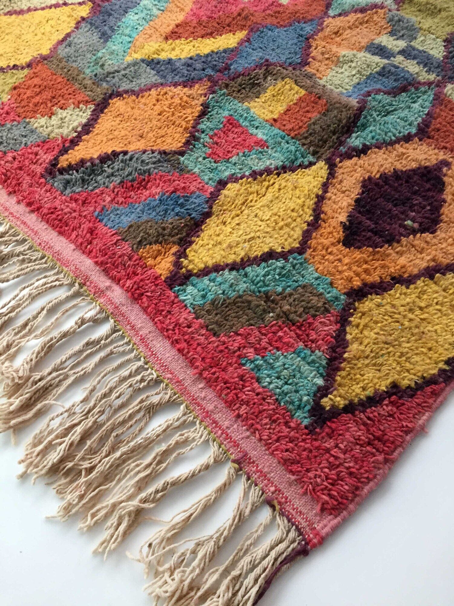 Moroccan Berber boujaad carpet with colorful patterns 250x156cm