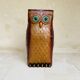 Vintage owl umbrella stand in bamboo and rattan