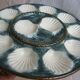Oyster dish in majolic or dabbling for 12 shells