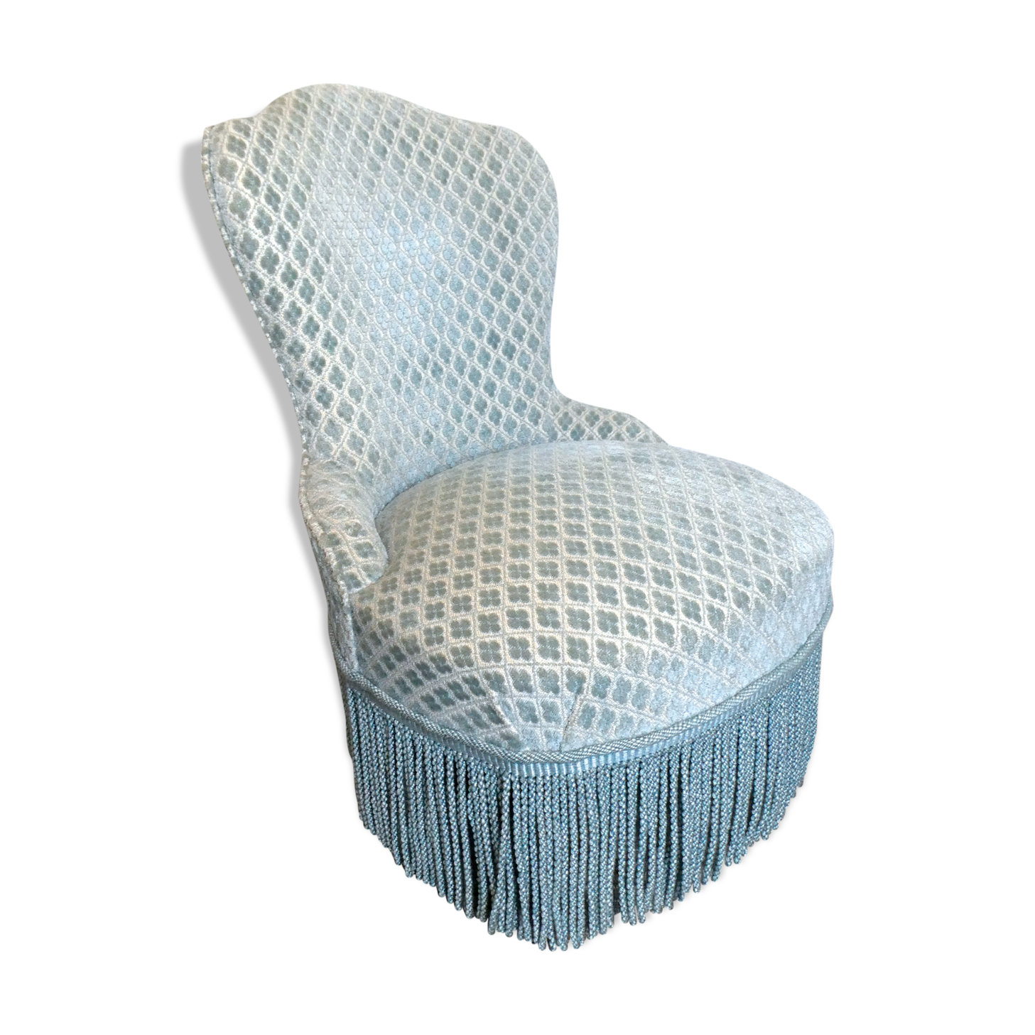 Pastel blue velvet toad chair