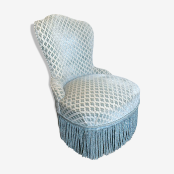 Fauteuil crapaud velours bleu pastel