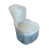 Fauteuil crapaud velours bleu pastel