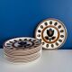 Set of 6 vintage Boch La Louviere dessert plates, 1970s, Kimono model -