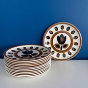 Set of 6 vintage Boch La Louviere dessert plates, 1970s, Kimono model -