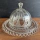 Vintage glass cheese dome with its plate, 1950s.