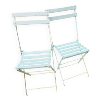 Set of two antique folding garden chairs, ideal for small balconies