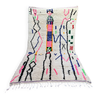 Handmade Berber wool rug: Moroccan Azilal style, colorful pattern