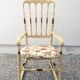 Rocking chair chiavarina vintage en frêne clair avec assise en damas, 1950