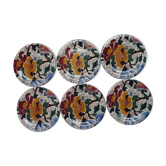 Set of 6 dessert Gien peonies plates