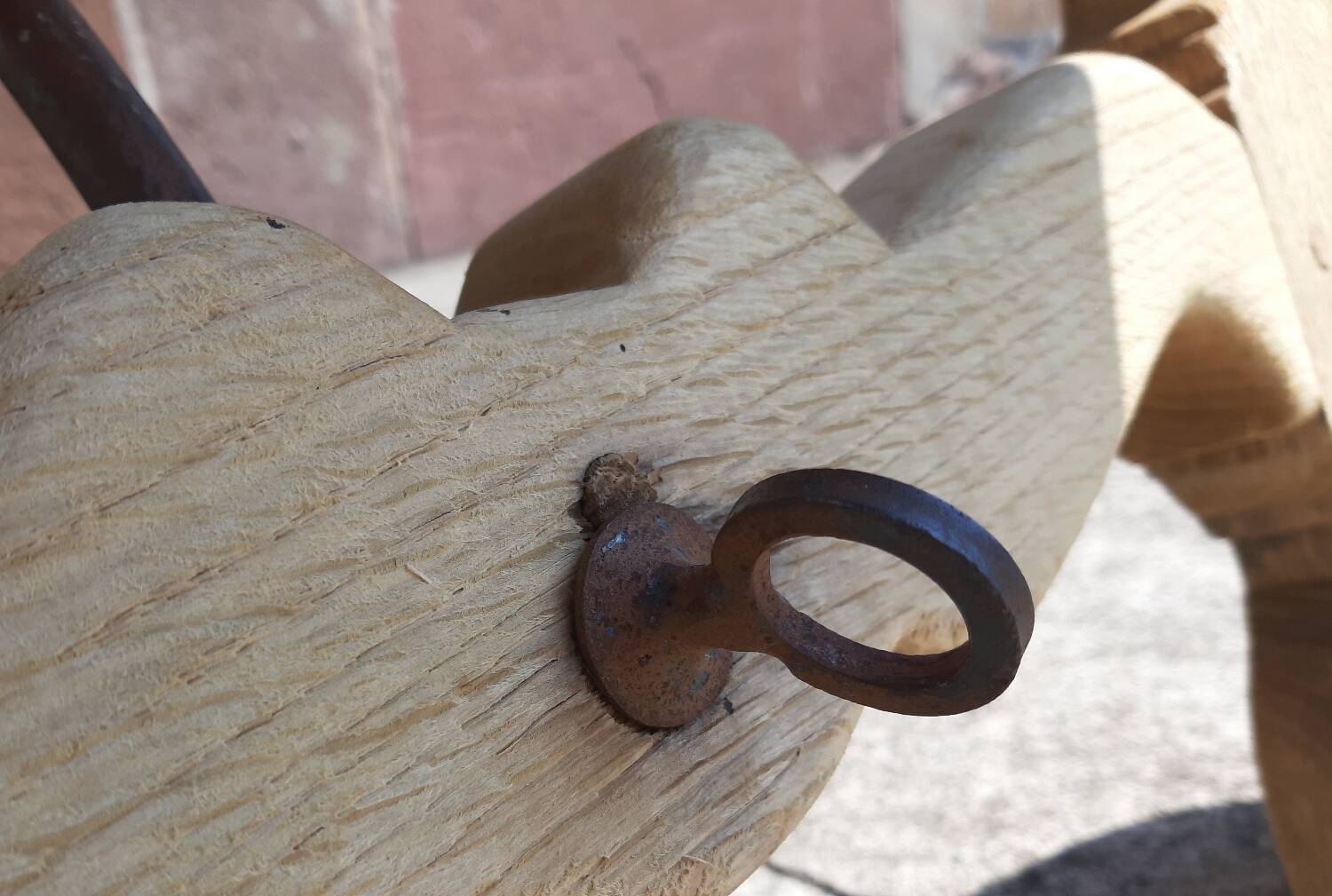 Oak farmhouse table with lyre legs. (Spanish table)