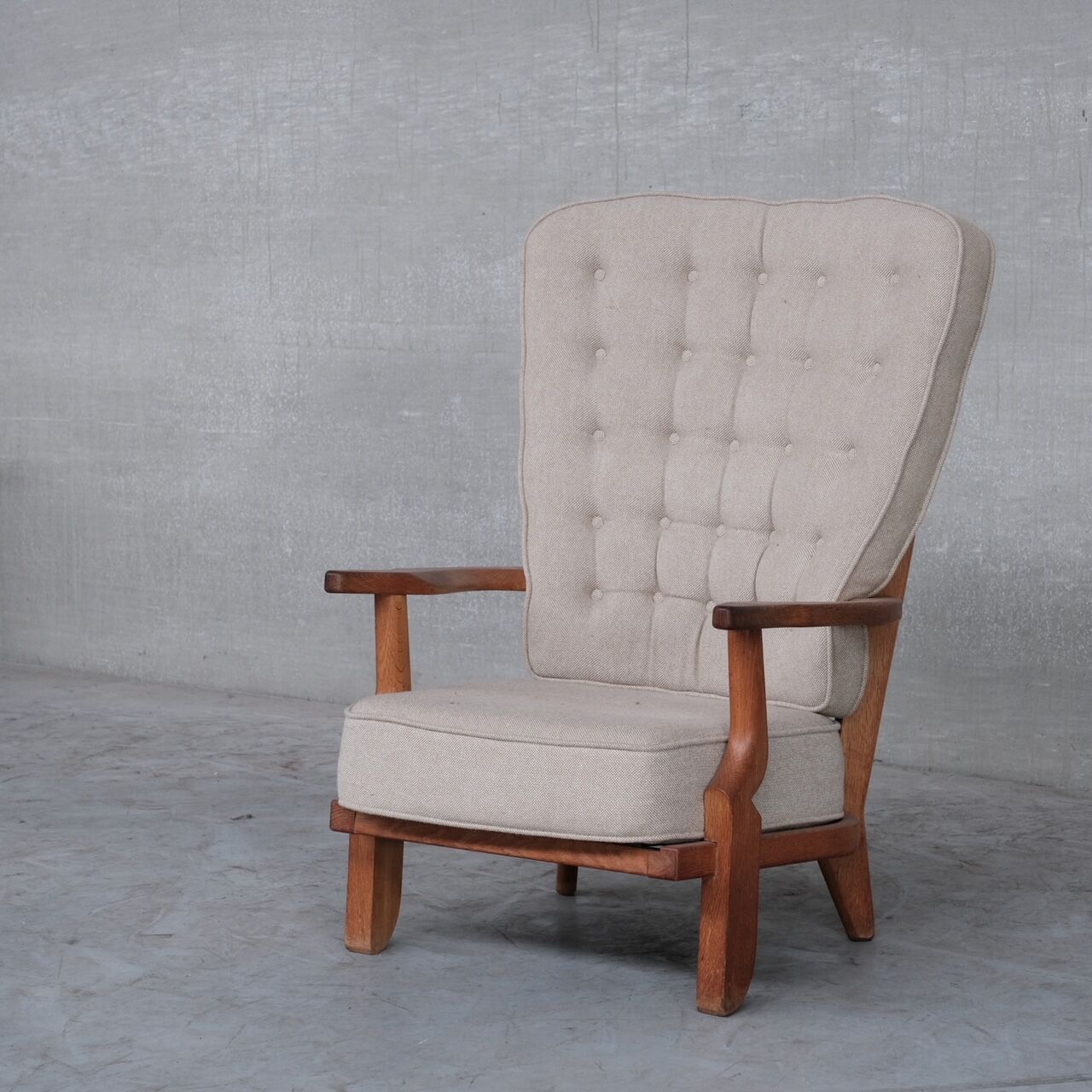 Guillerme et Chambron Mid-Century Oak Grand Repos Armchair