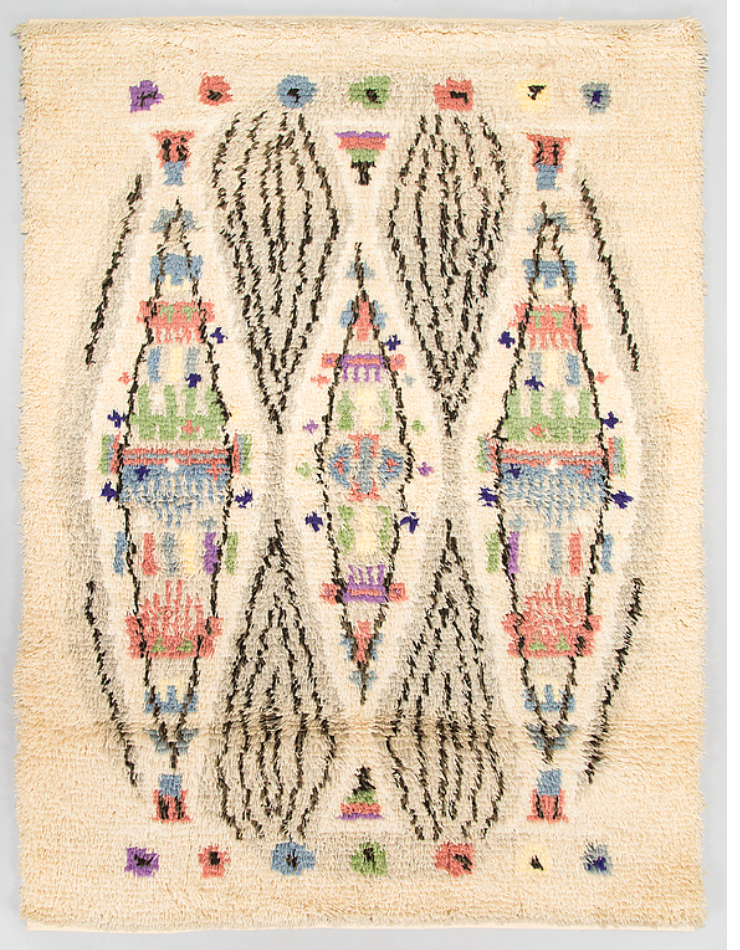 Scandinavian Ryijly wool rug by Laura Korpikaivp-Tamminen, 1960.