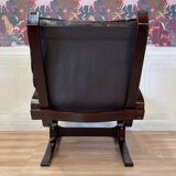 Pair of "Scandinavian design" leather armchairs, 1950s "Ingmar Relling" style.