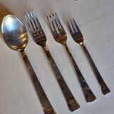 Ménagère art déco Scandinave 1920 en métal argenté monogrammé "O"
