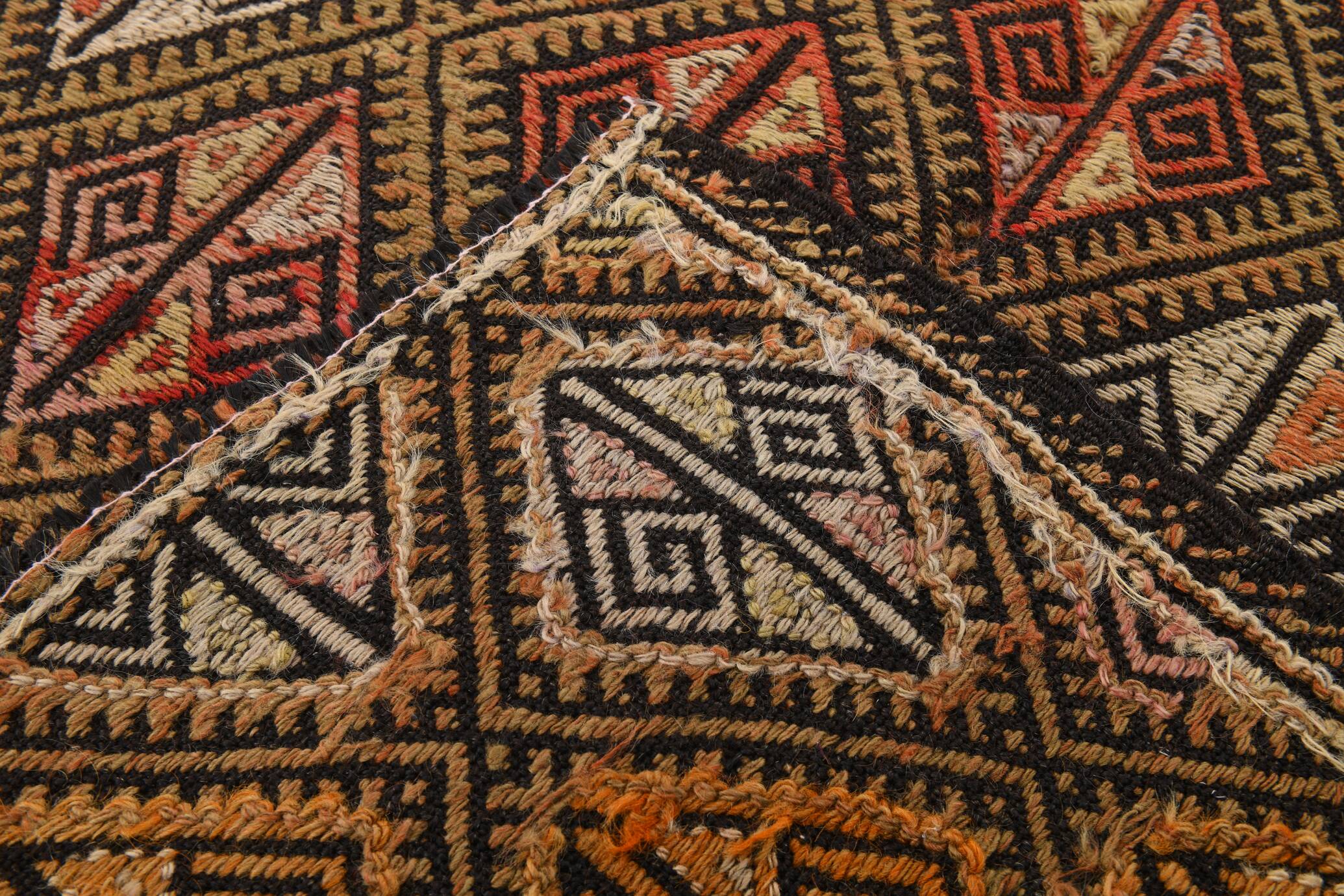 5x7 Dark Brown Vintage Kilim Rug, 153x202 Cm