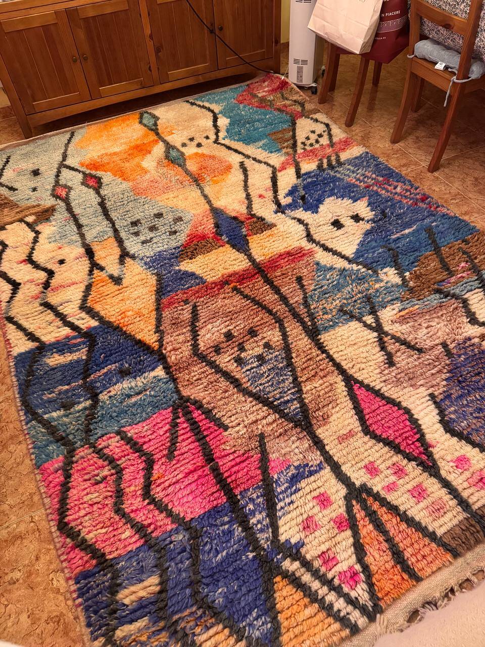 Authentic moroccan boujaad rug vintage handmade wool 300x200 cm