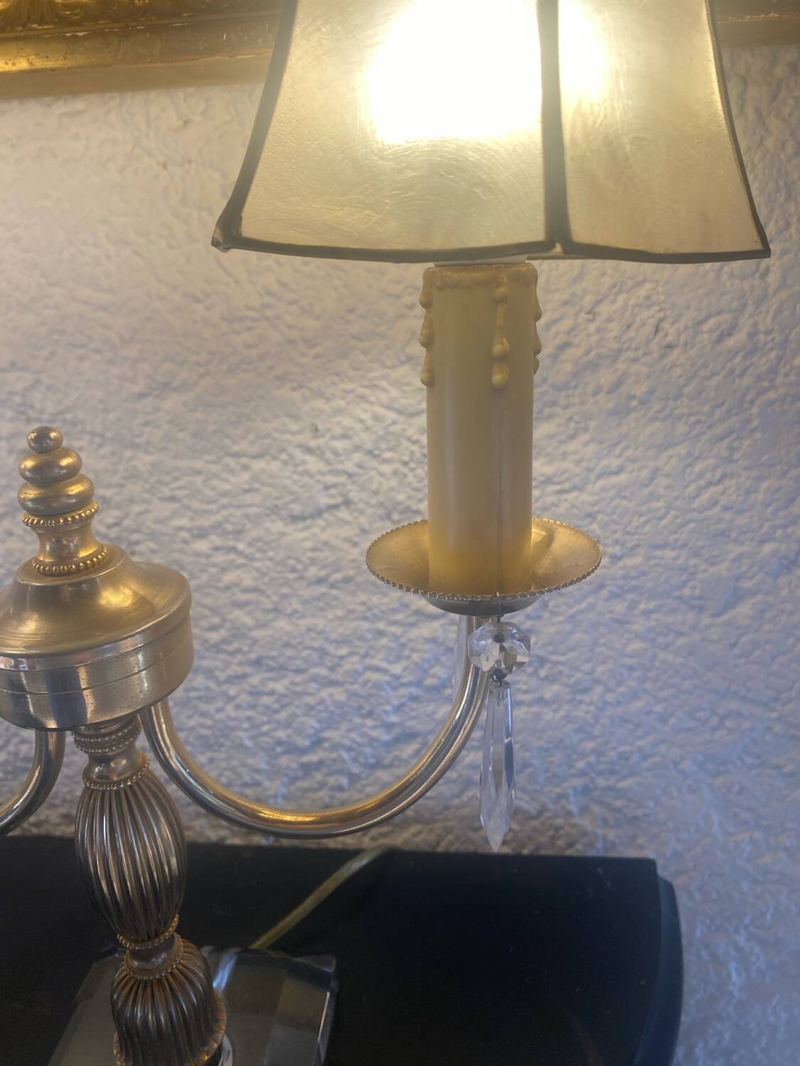 Set of 2 crystal lamps with mother-of-pearl shades