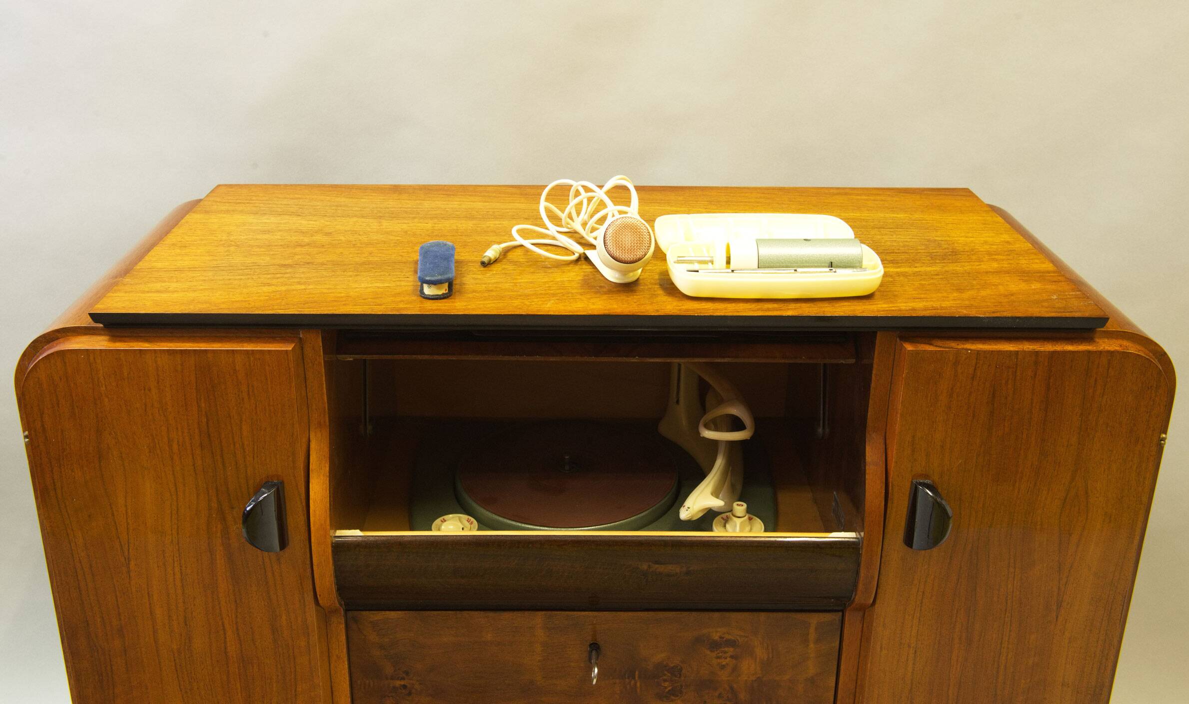 1950s Jindřich Halabala Record Cabinet – Walnut Mid-Century Design Icon
