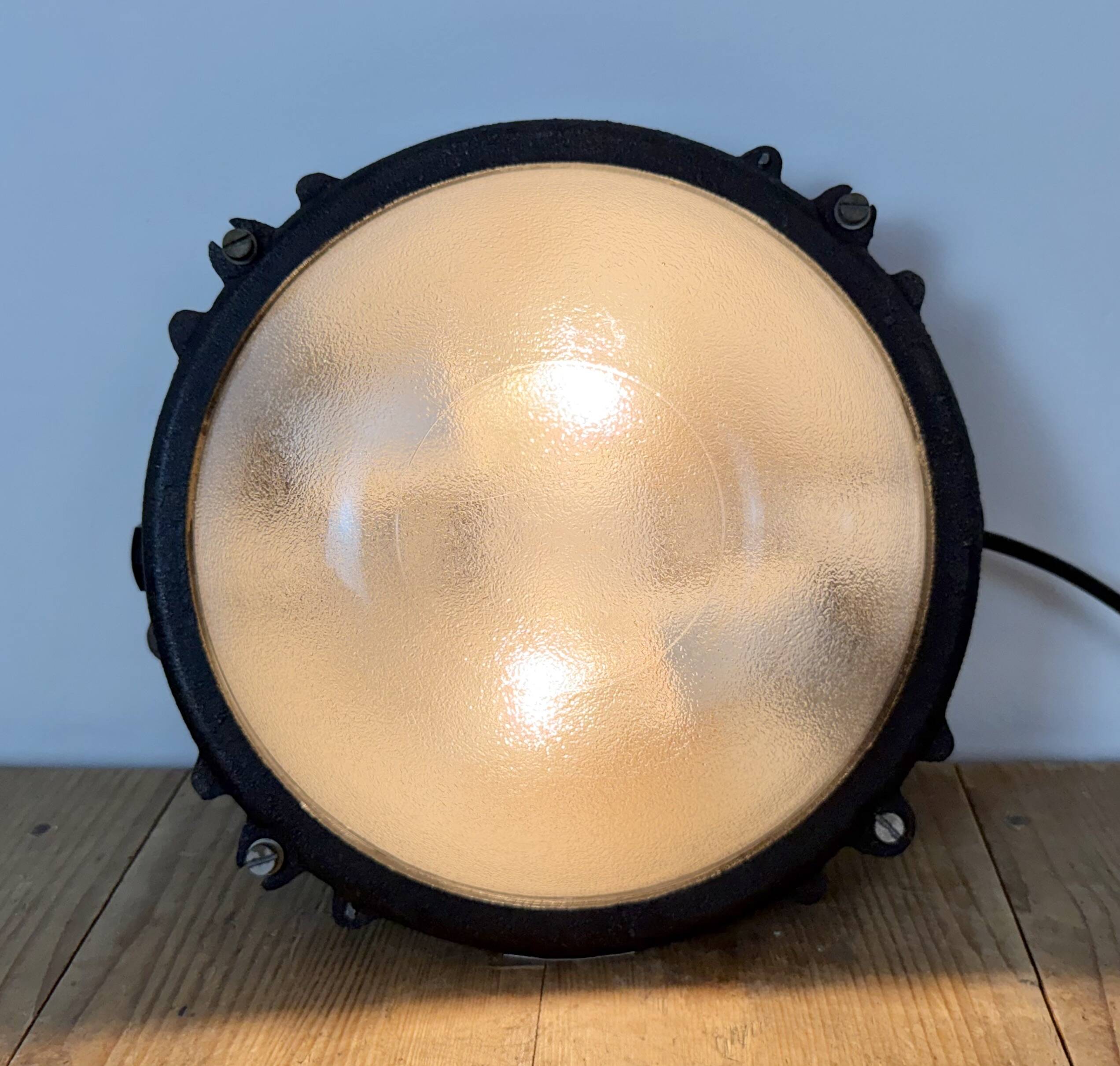 Black Industrial Cast Iron Wall or Ceiling Light from Elektrosvit, 1960s