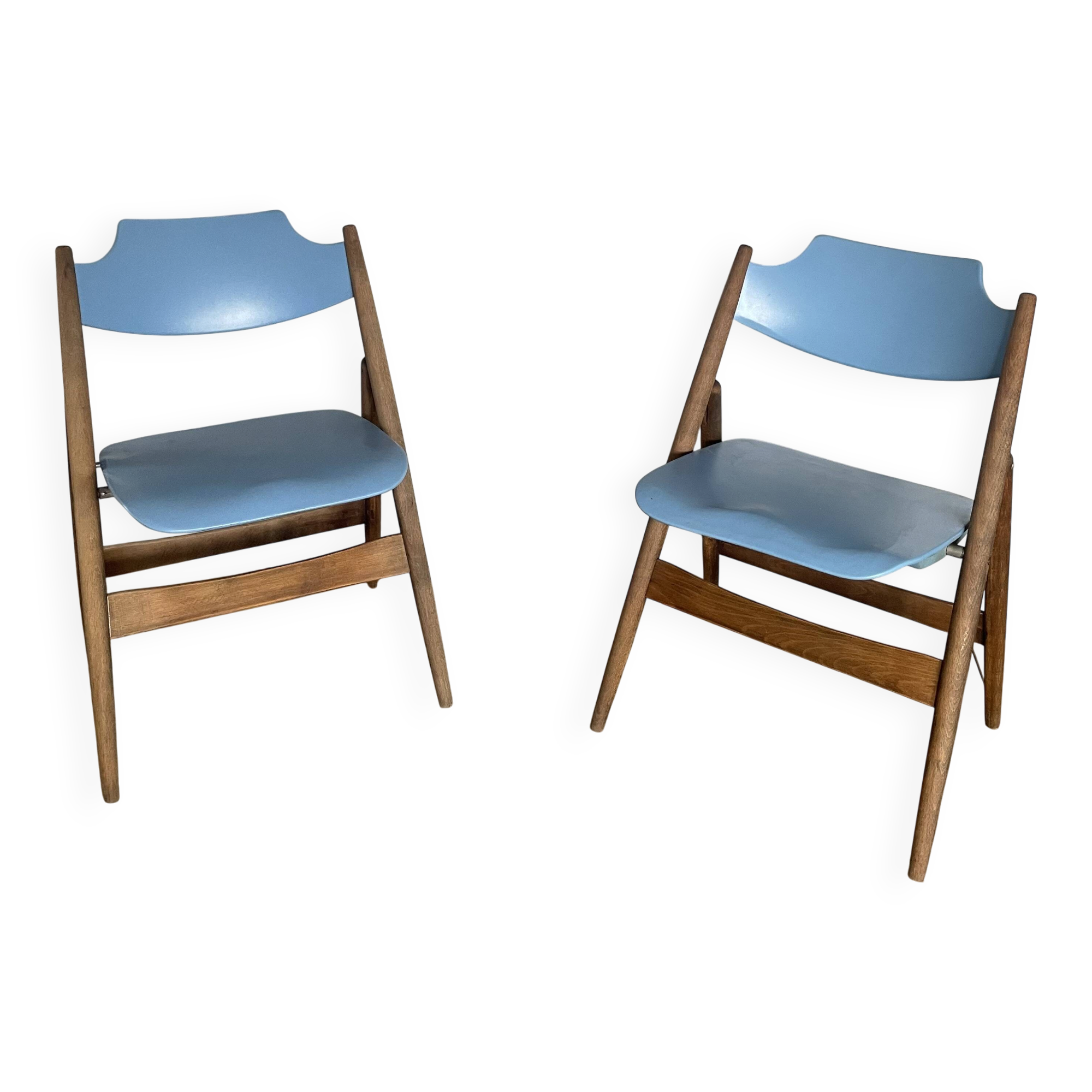 2 vintage folding chairs by Egon Eiermann