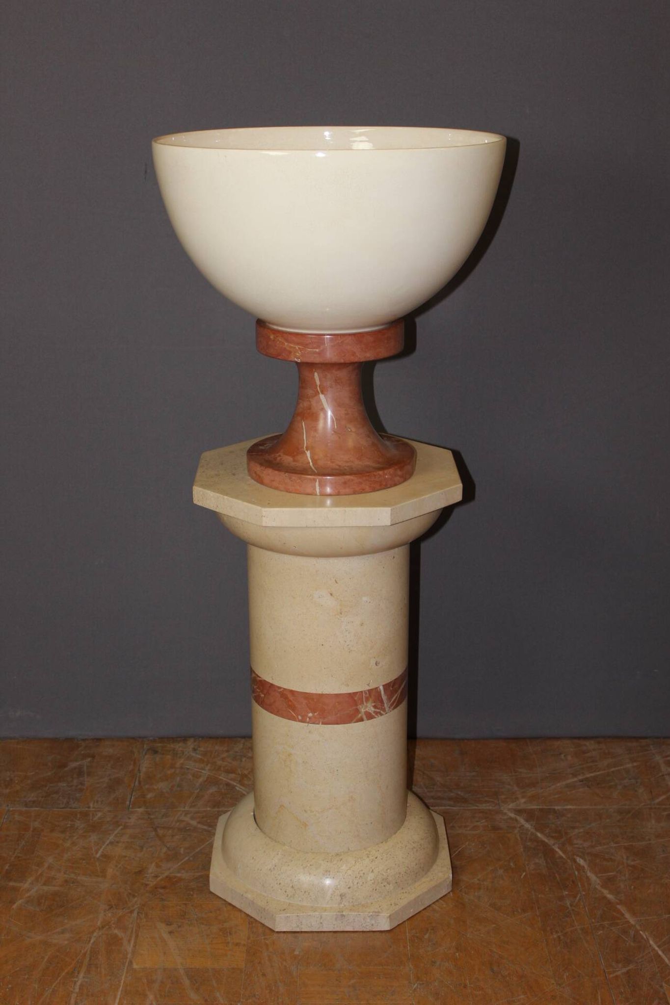 Colonne et sa vasque en marbre et céramique vers 1980