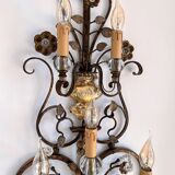 Appliques murales italiennes en cristal et fer forgé doré par Banci Florence, années 1960