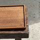 Rectangular solid teak platter with carved edges 33x24