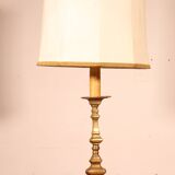 bronze candlestick from the 18th century converted into a lamp with its shade