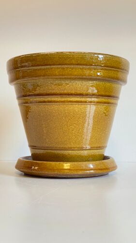 Cache-pot à trou et sa soucoupe - poterie Clarous France
