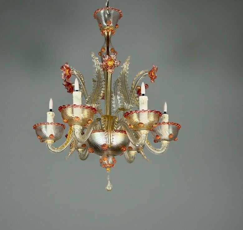 Lustre vénitien en verre de Murano, vers 1940