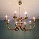Brass chandelier, pineapple leaf decoration, Boulanger, 1970
