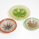 Three large colored 1930s glass bowls by Karl Wiedmann for WMF Ikora