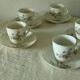 Coffee cups in porcelain decorated with a barb.