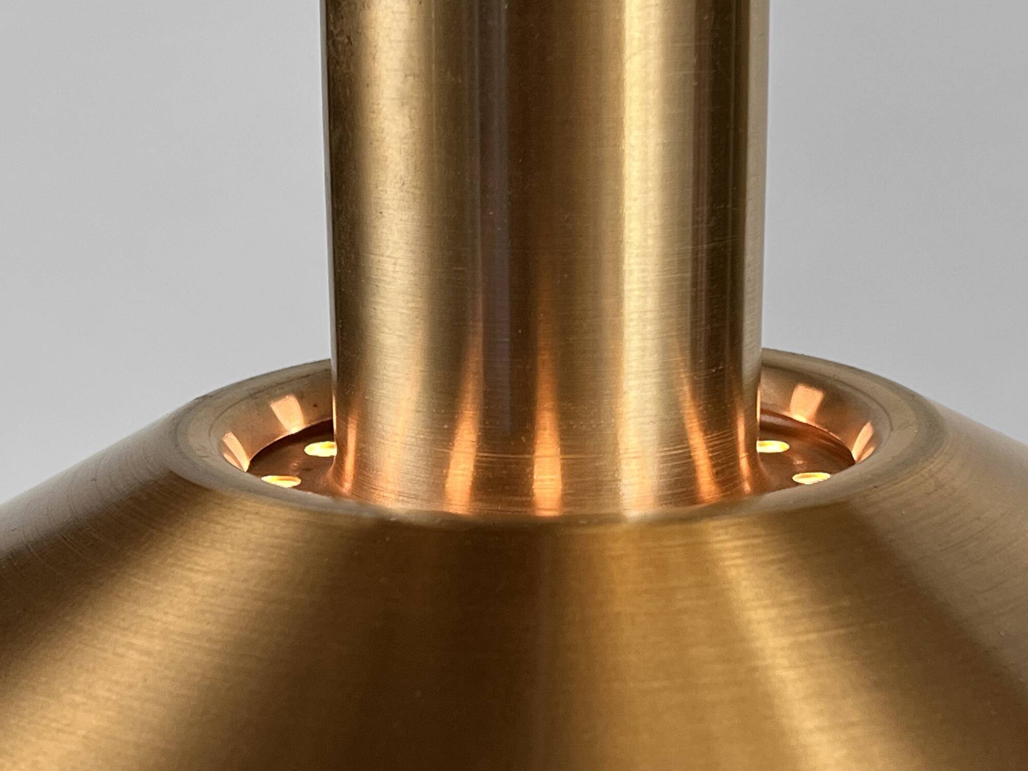 Copper colored aluminum pendant light from Lyskaer belysning. Denmark 1970s