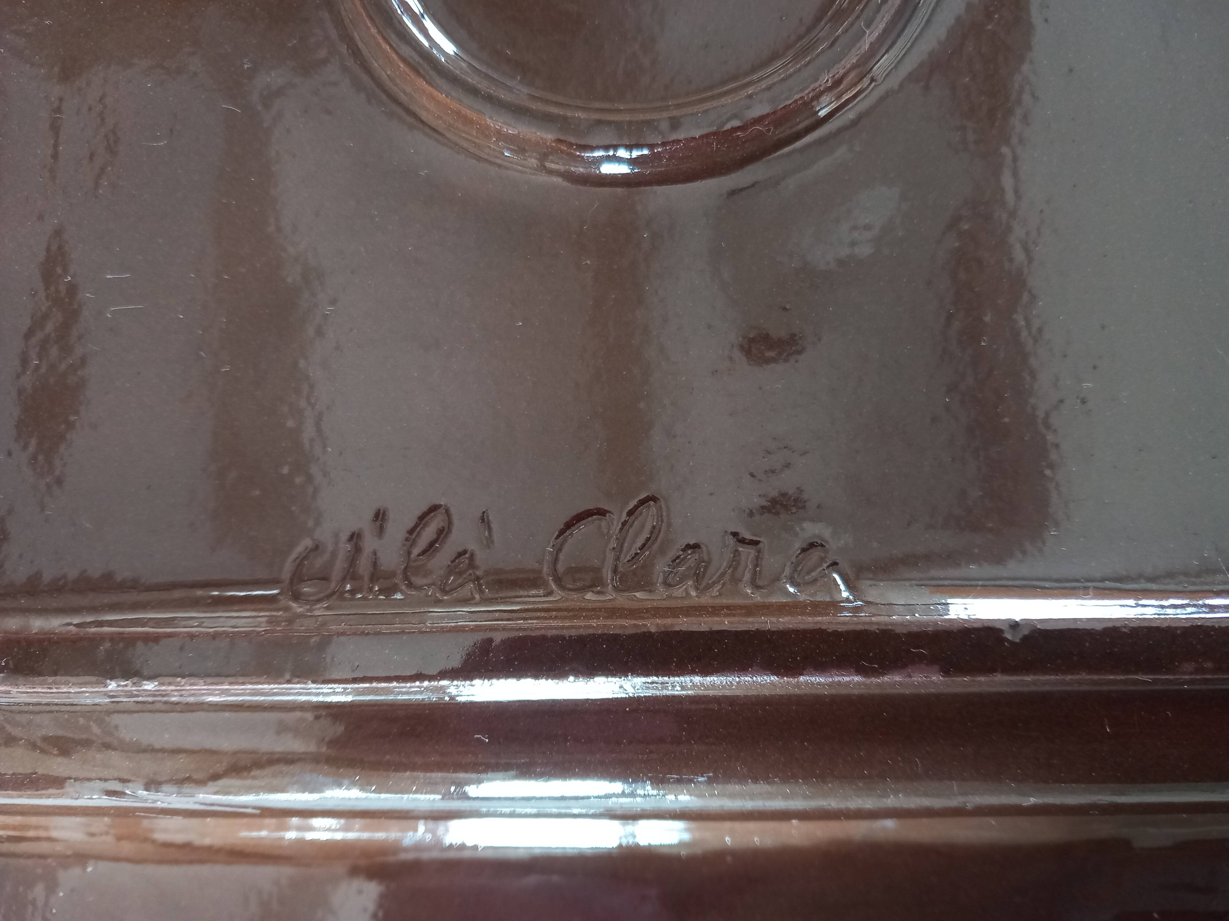 Glazed ceramic centrepiece signed Vila Clara