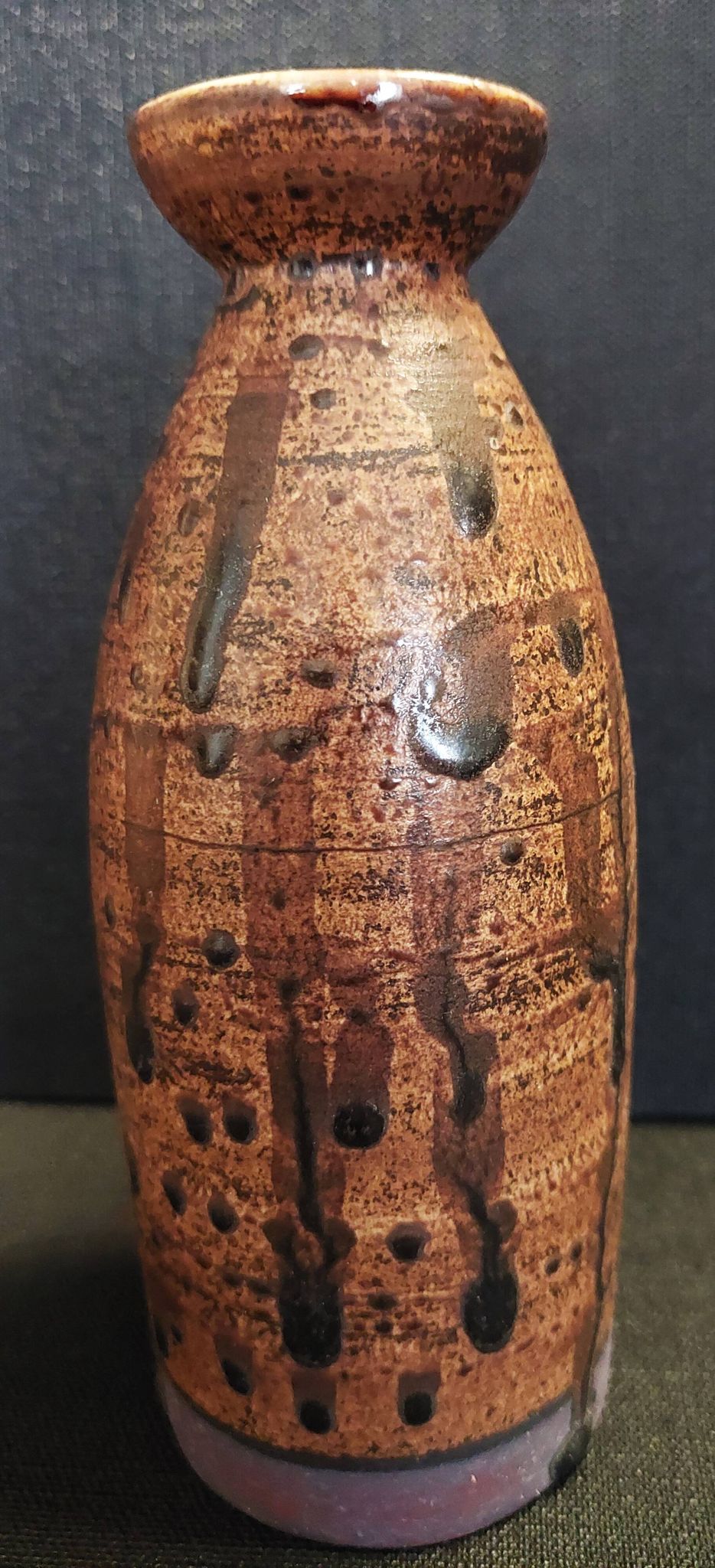 Vase en grès pyrité non signé céramique XXème